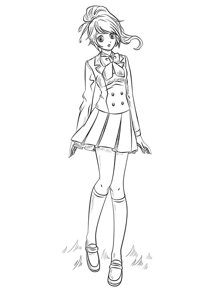 Anime Dívka Tisknutelná Zdarma omalovánka