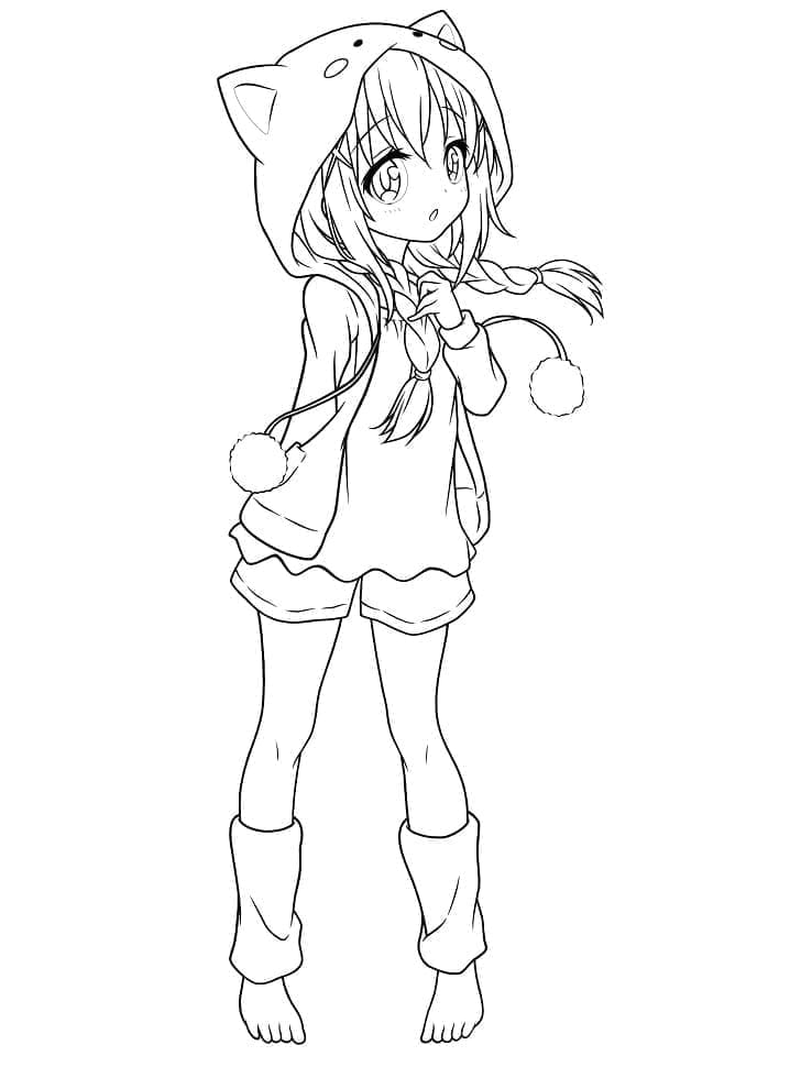 Anime Dívka Tisknutelná pro Děti omalovánka