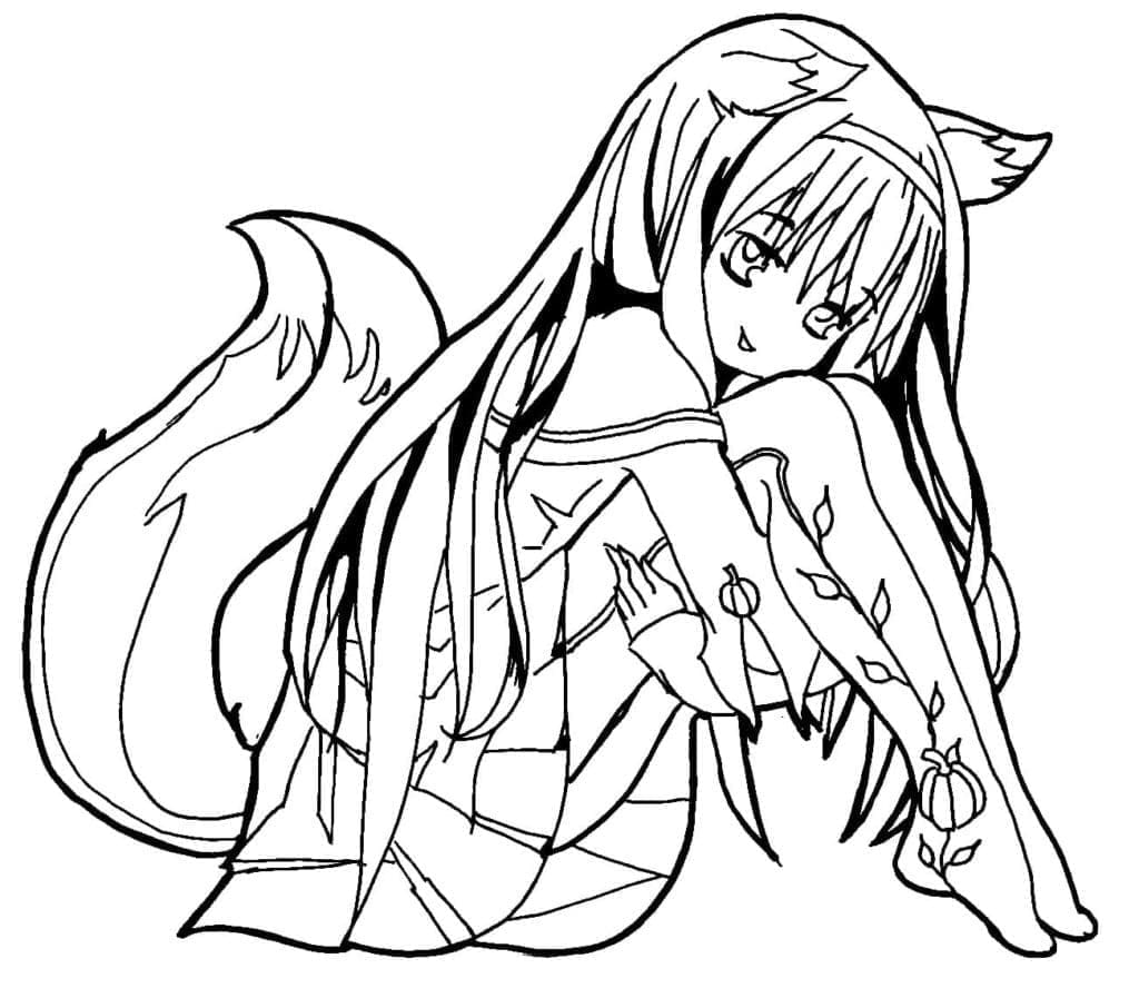 Anime Dívka Zdarma pro Děti omalovánka