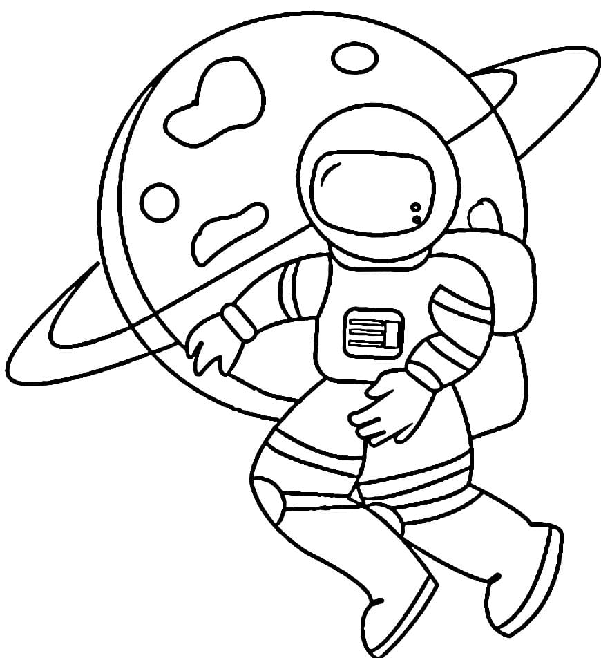 Astronaut Zdarma Vymalovatelné Obrázek omalovánka