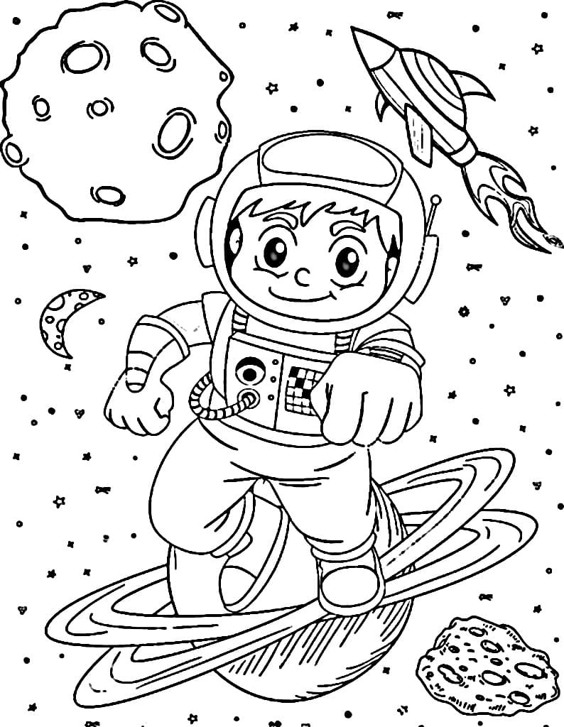 Astronaut Zdarma pro Děti omalovánka