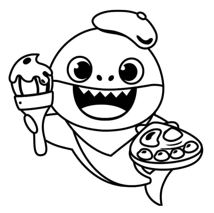 Baby Shark k Tisku omalovánka