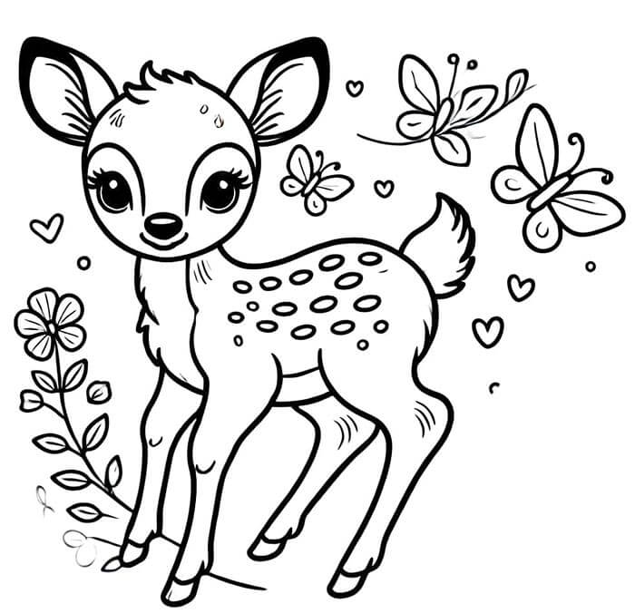 Bambi pro 1leté Děti omalovánka