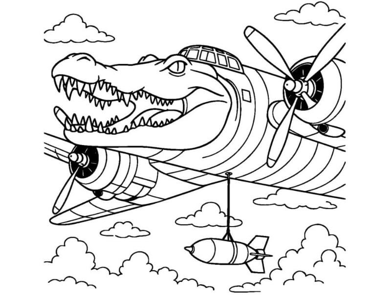 Brainrot Bombardiro Crocodillo omalovánka