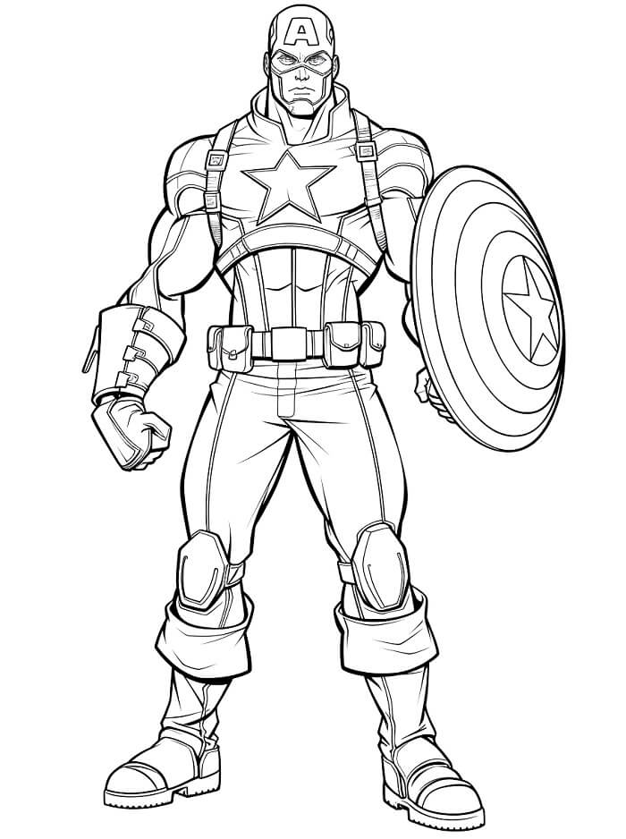 Captain America Zdarma Tisknutelný omalovánka