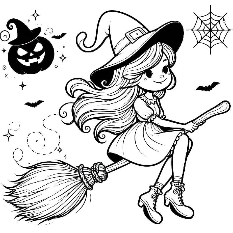 Čarodějnice Tisknutelná omalovánka