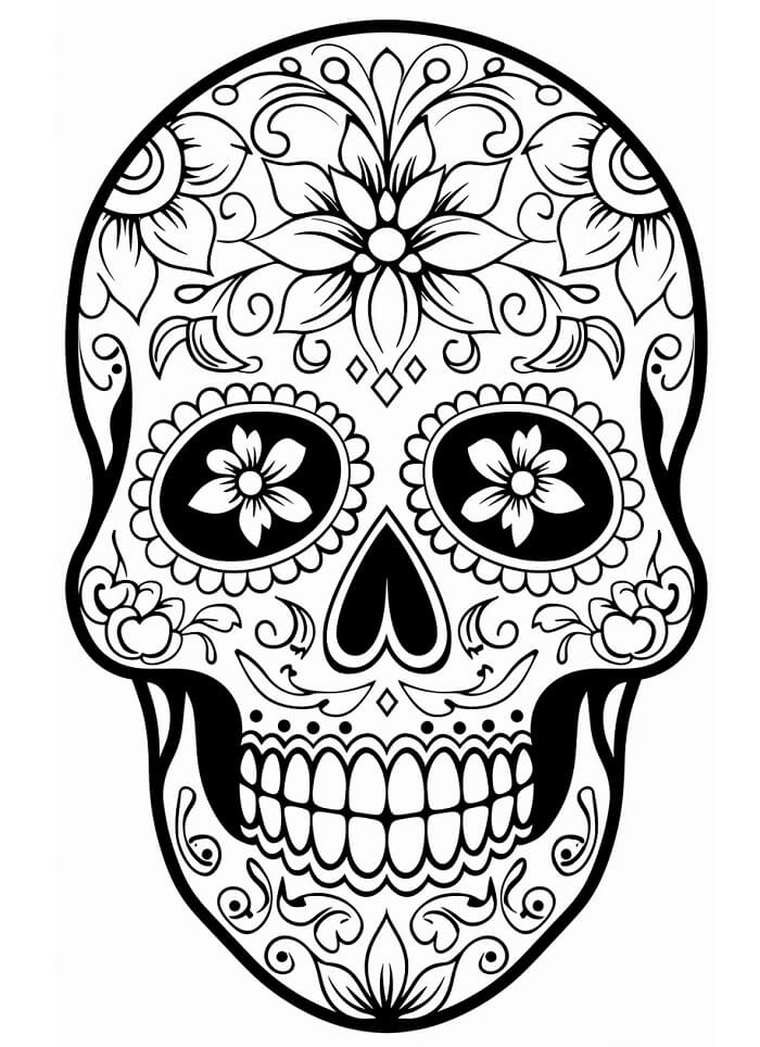 Cukrová Lebka Zdarma Vymalovatelné Obrázek omalovánka