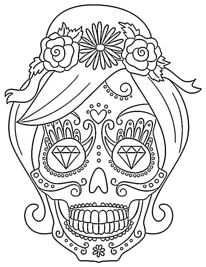 Cukrová Lebka Zdarma omalovánka