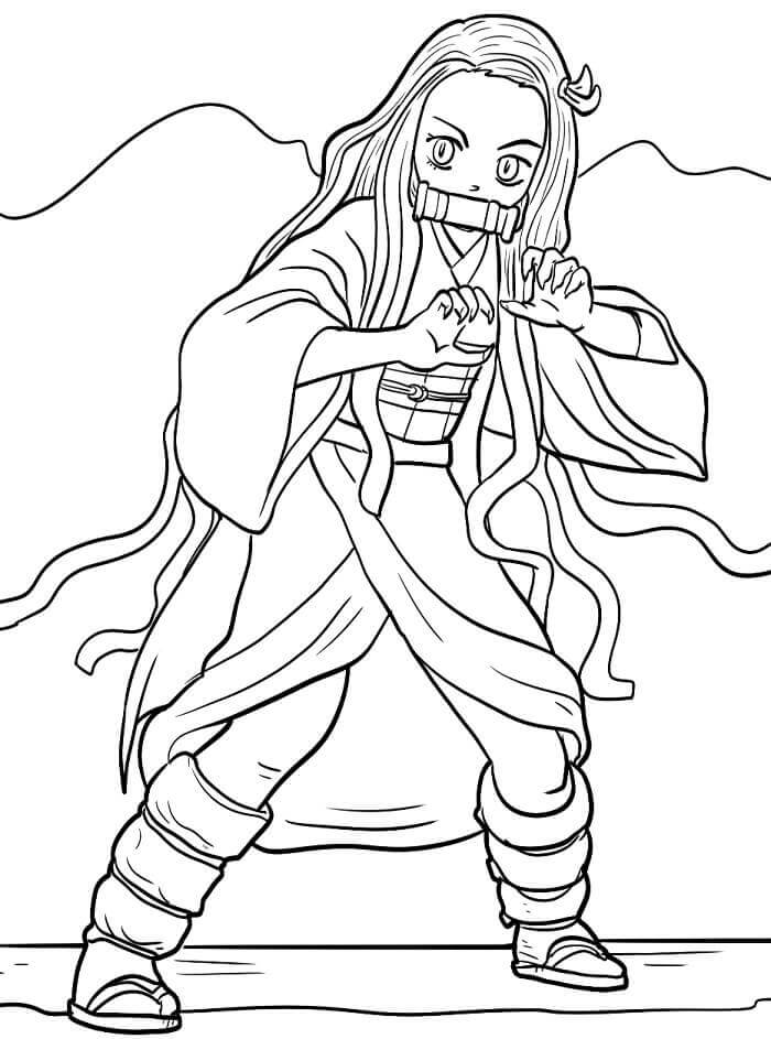 Demon Slayer Nezuko omalovánka