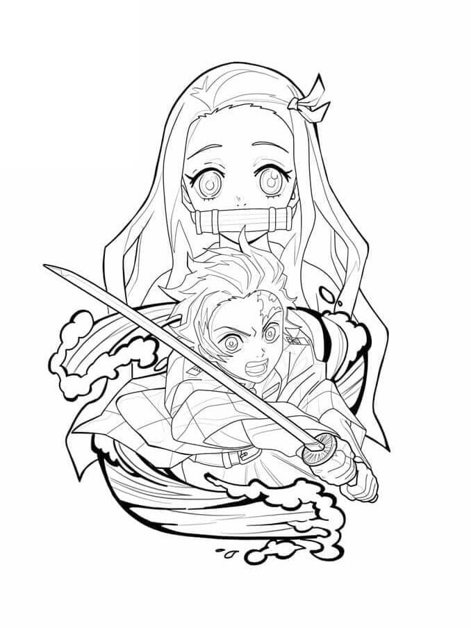 Demon Slayer Tisknutelný Zdarma omalovánka