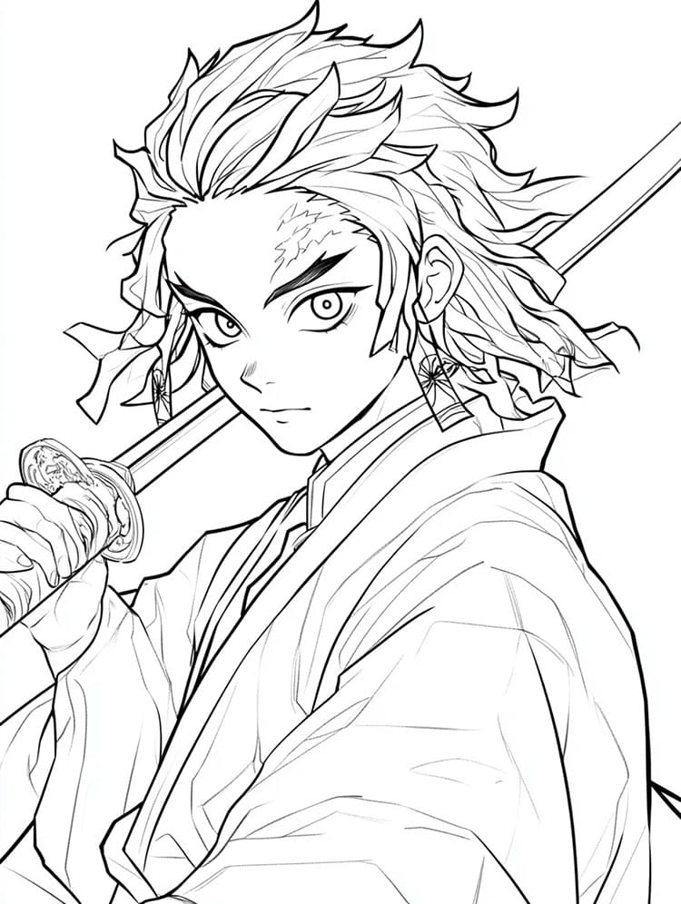 Demon Slayer Zdarma pro Děti omalovánka