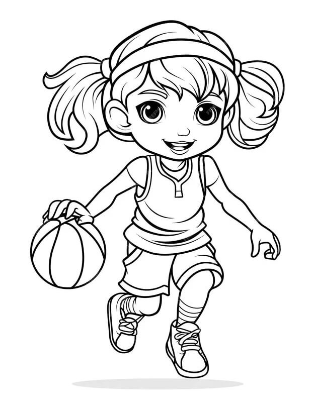 Dítě Hraje Basketbal omalovánka