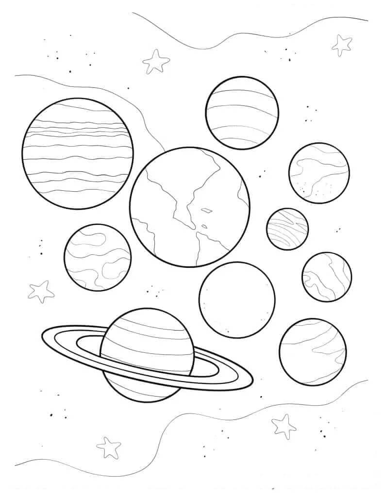 Dokonalá Sluneční soustava omalovánka