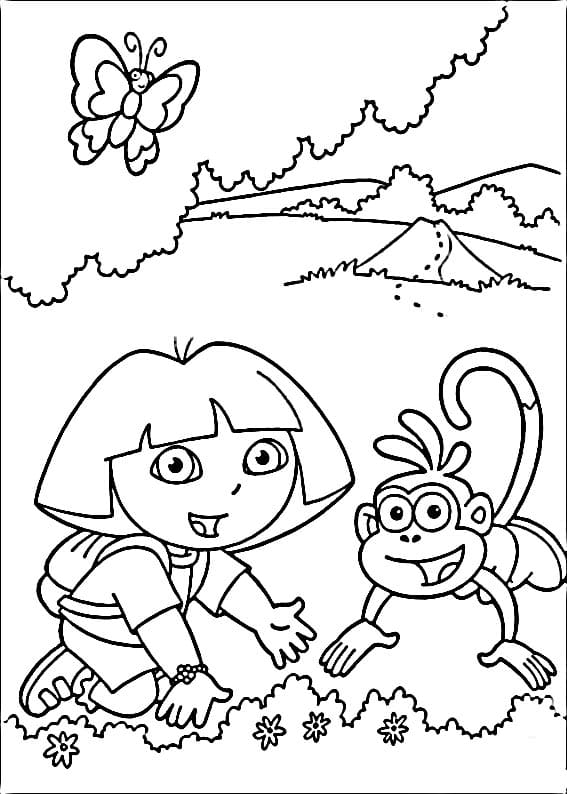 Dora Průzkumnice pro 4leté Děti omalovánka