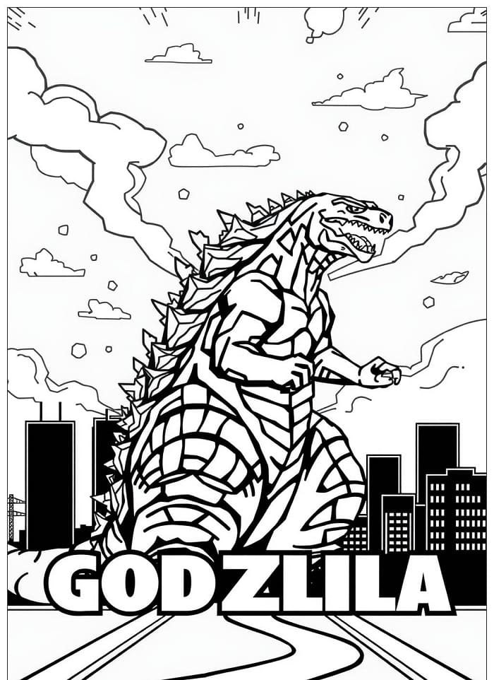 Godzilla pro 5leté Děti omalovánka