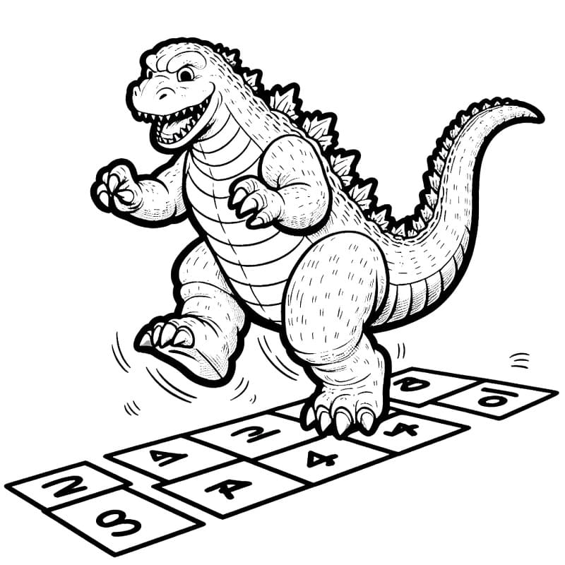 Godzilla pro 6leté Děti omalovánka