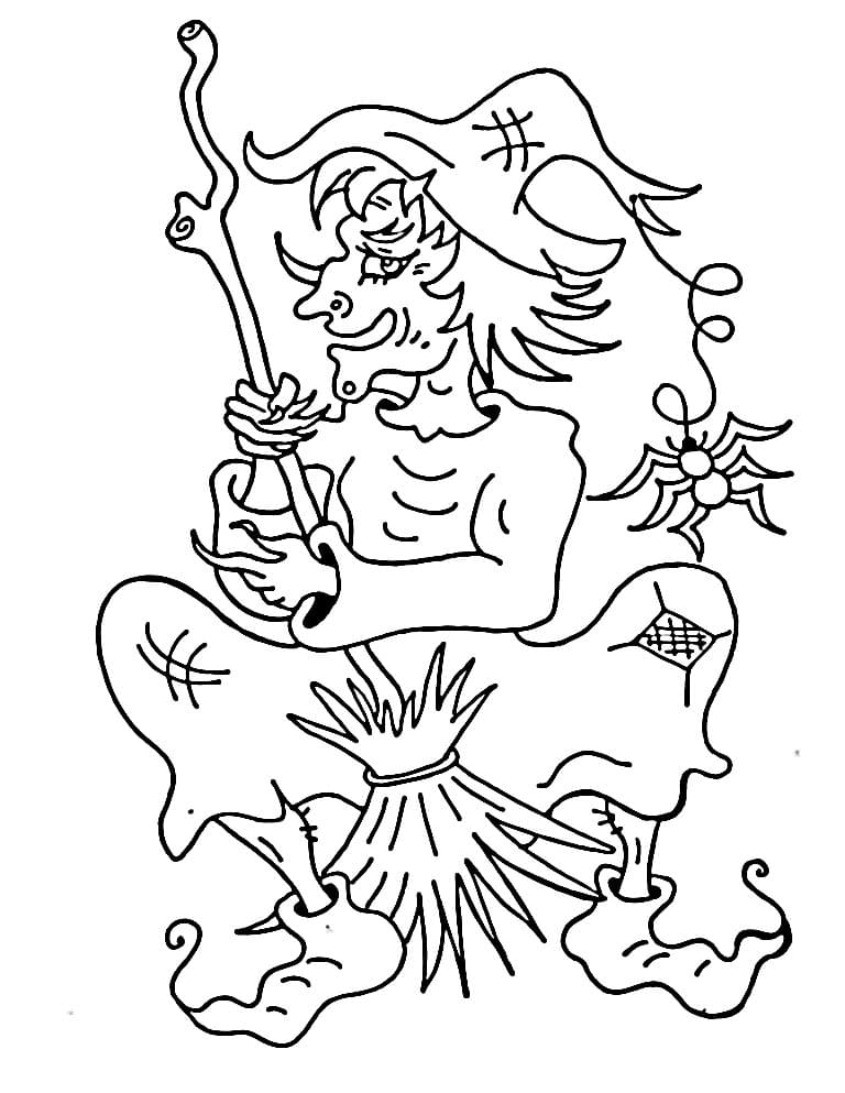 Jedna Halloween Čarodějnice omalovánka