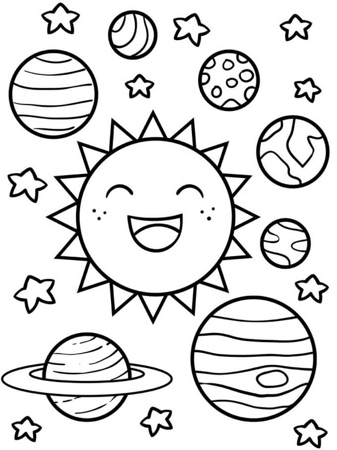 Jednoduchá Sluneční soustava omalovánka