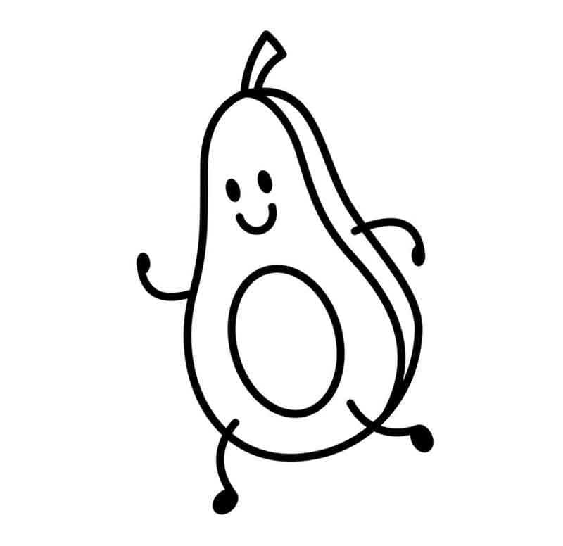 Jednoduché Avokádo omalovánka