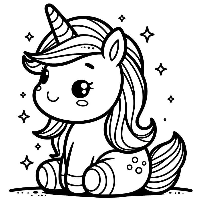 Jednorožec Tisknutelný Zdarma omalovánka