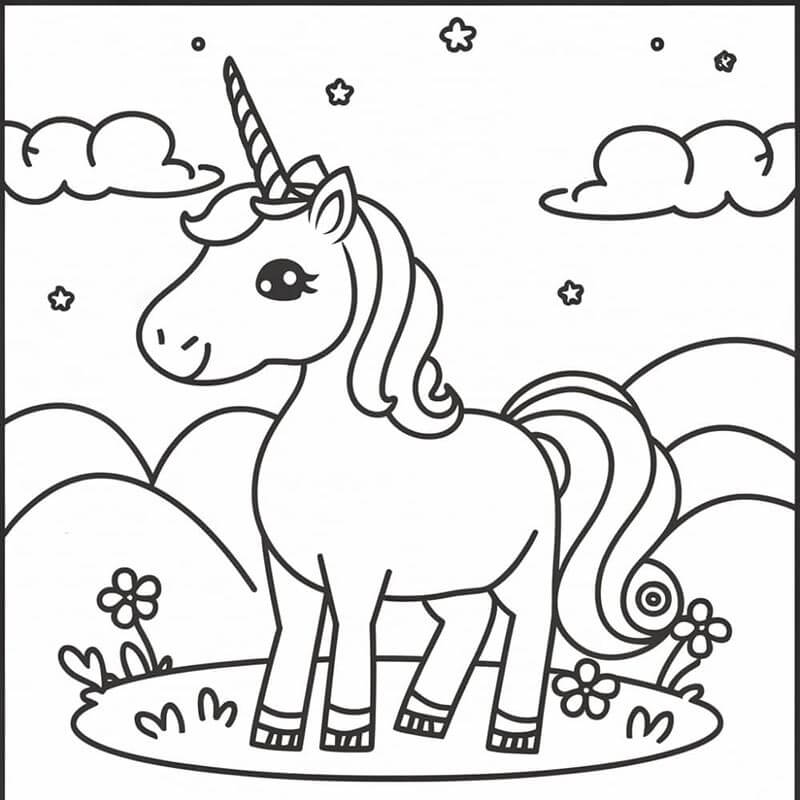 Jednorožec Tisknutelný pro Děti omalovánka