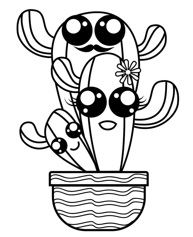 Kaktus pro 1leté Děti omalovánka