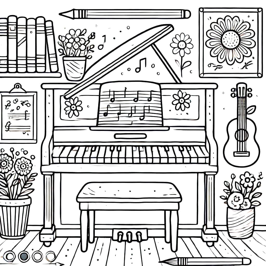 Klavír Tisknutelná omalovánka