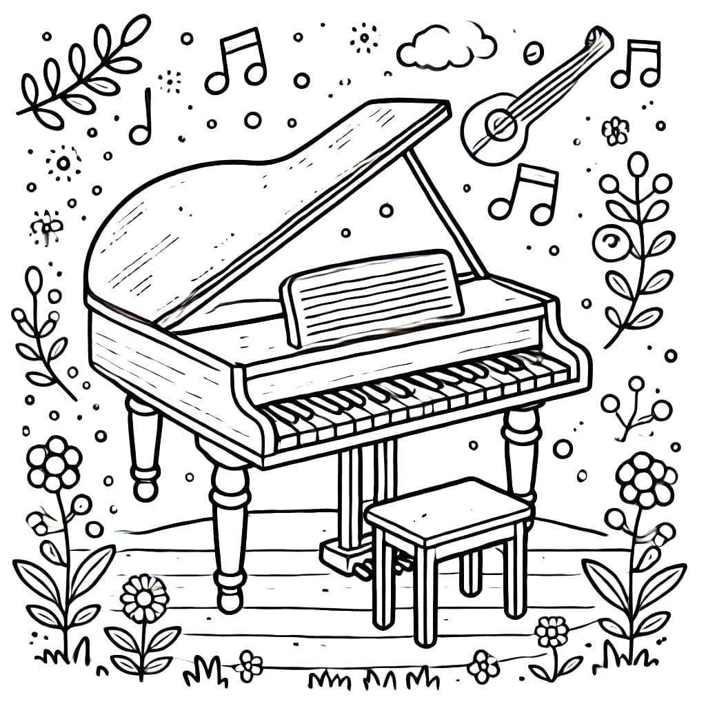 Klavír Zdarma pro Děti omalovánka