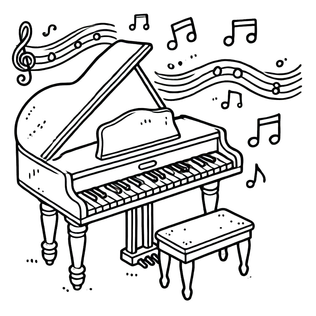 Klavír pro 6leté Děti omalovánka