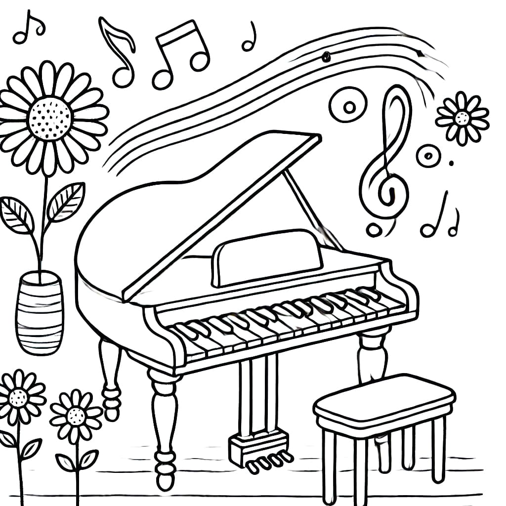 Klavír pro Děti omalovánka
