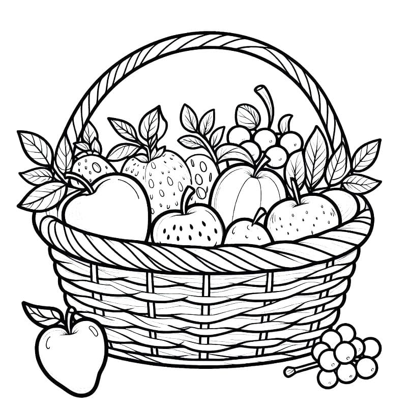 Košík s Ovocem Zdarma Tisknutelný omalovánka