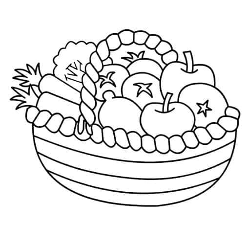 Košík s Ovocem Zdarma Vymalovatelné Obrázek omalovánka