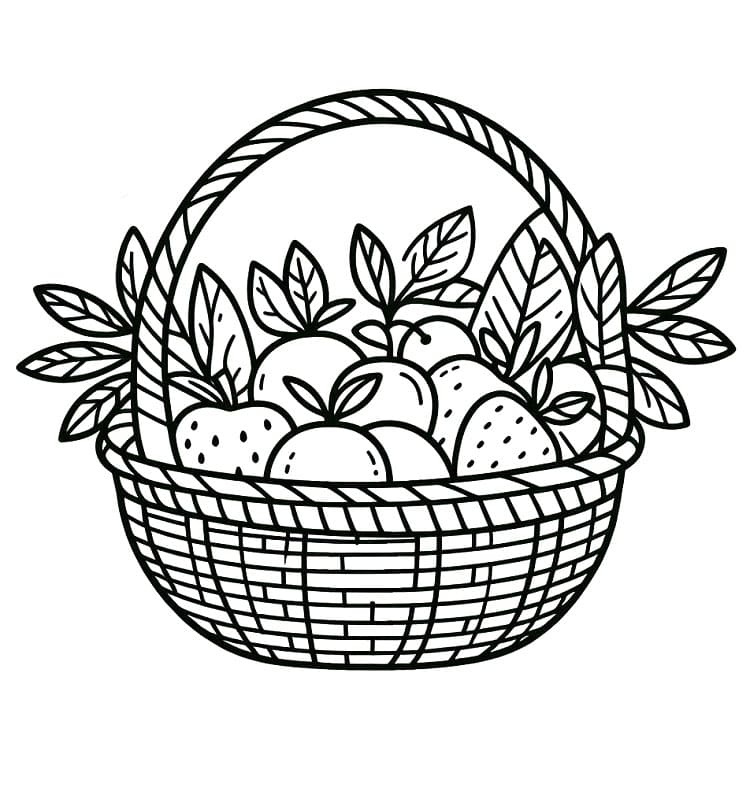 Košík s Ovocem k Vymalování omalovánka