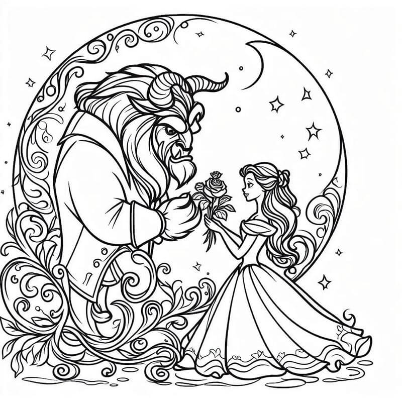 Kráska a zvíře (25) omalovánka