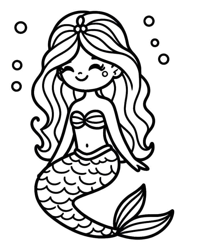 Krásná Mořská panna omalovánka