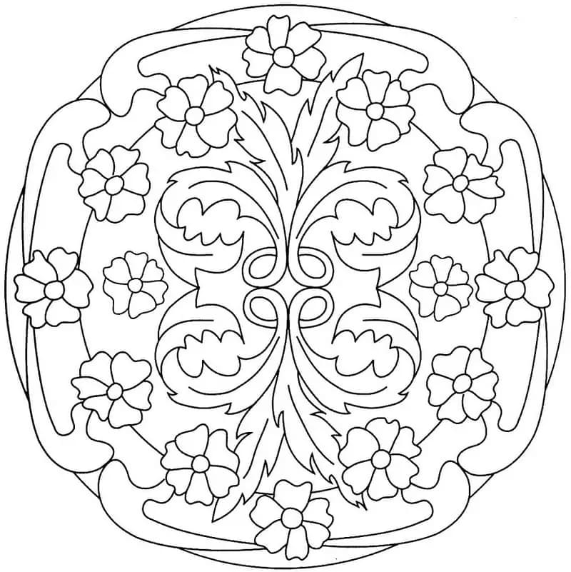 Květinová Mandala (18) omalovánka