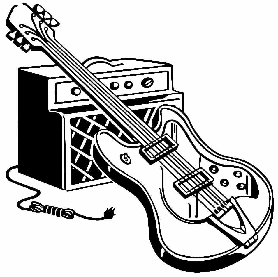 Kytara Vymalovatelné pro Děti omalovánka
