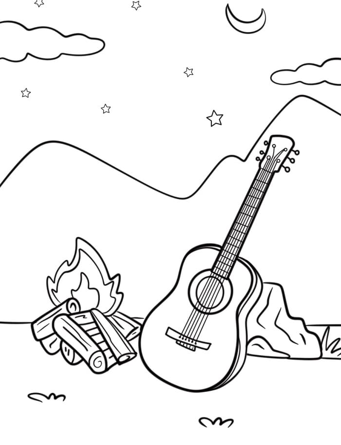 Kytara pro 2leté Děti omalovánka