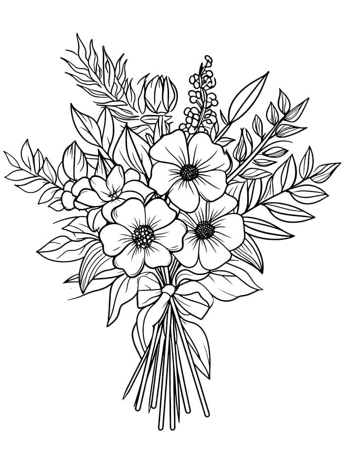 Kytice Květin Zdarma Vymalovatelné Obrázek omalovánka