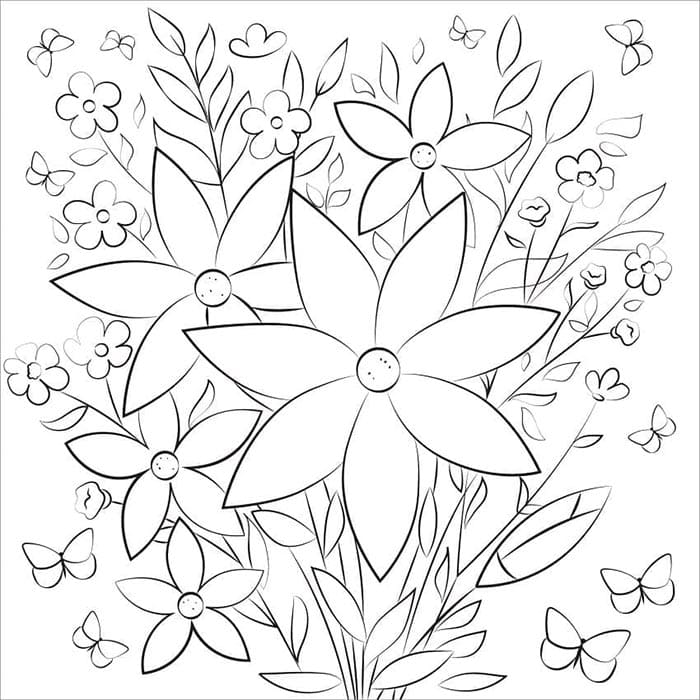 Kytice Květin pro 1leté Děti omalovánka