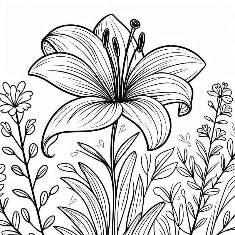 Lilie k Tisku omalovánka