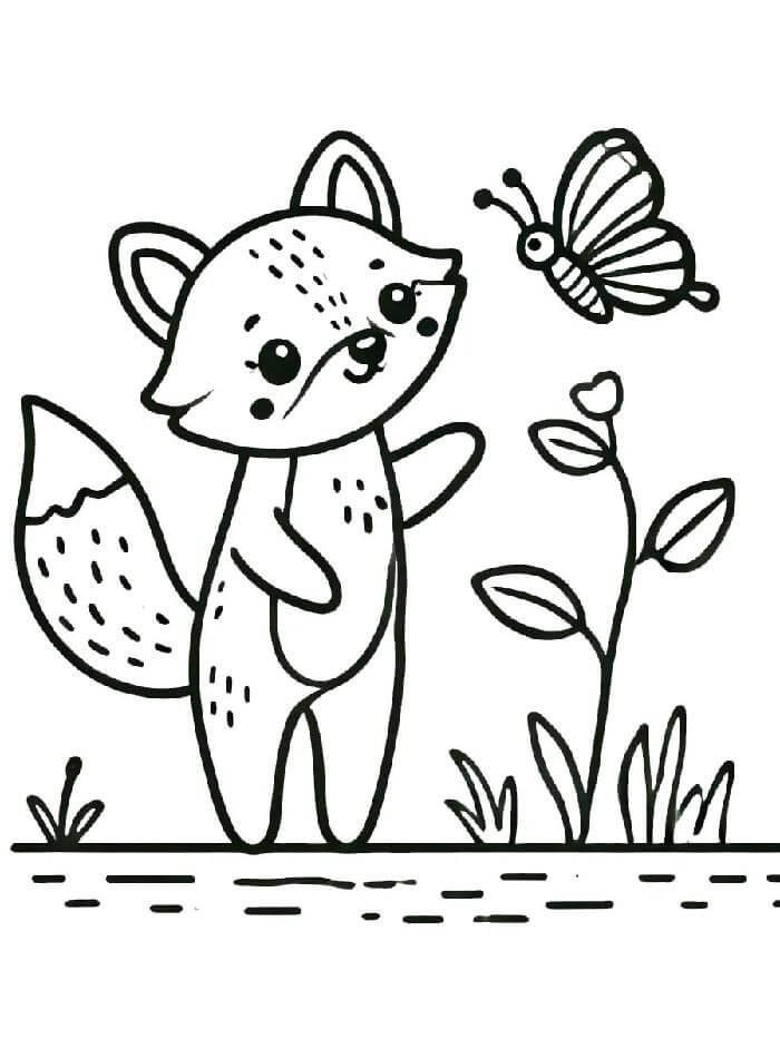 Liška k Vymalování omalovánka