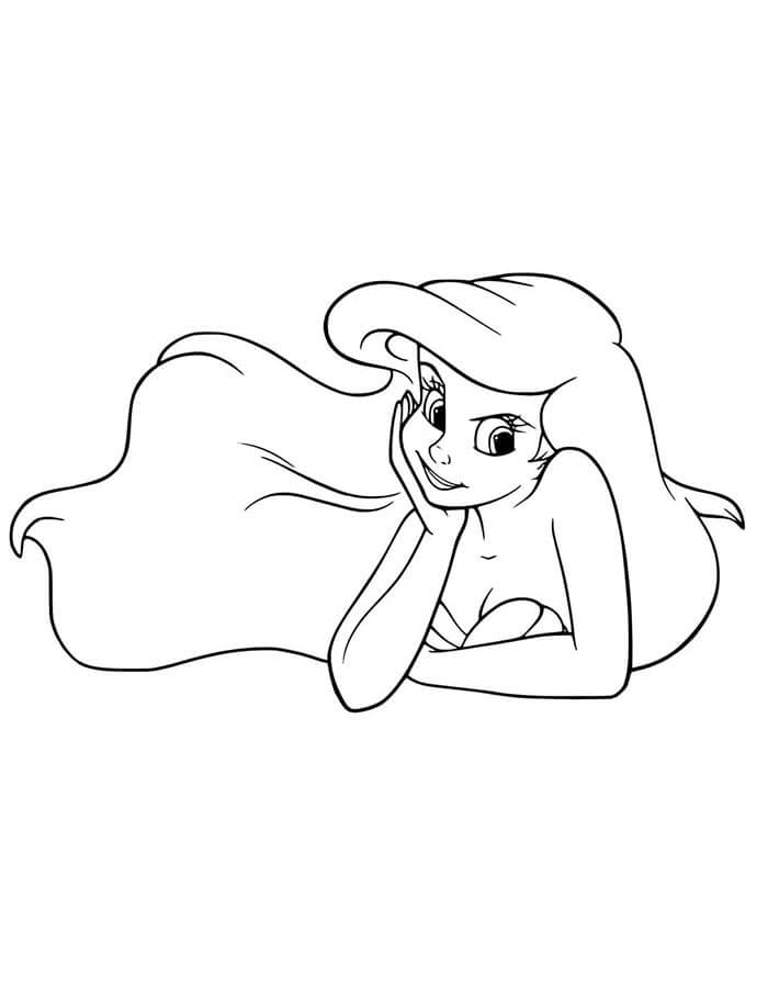 Malá mořská víla Zdarma Tisknutelná omalovánka