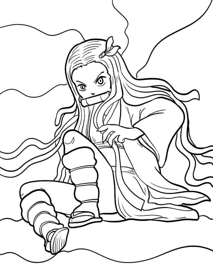 Nezuko Kamado Demon Slayer omalovánka