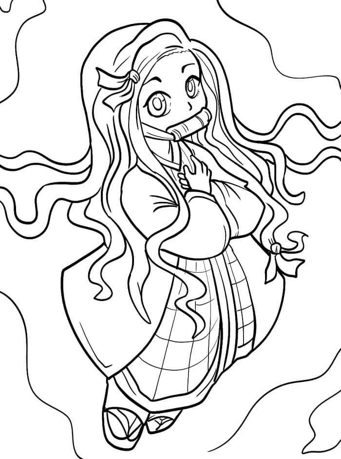 Nezuko pro 1leté Děti omalovánka