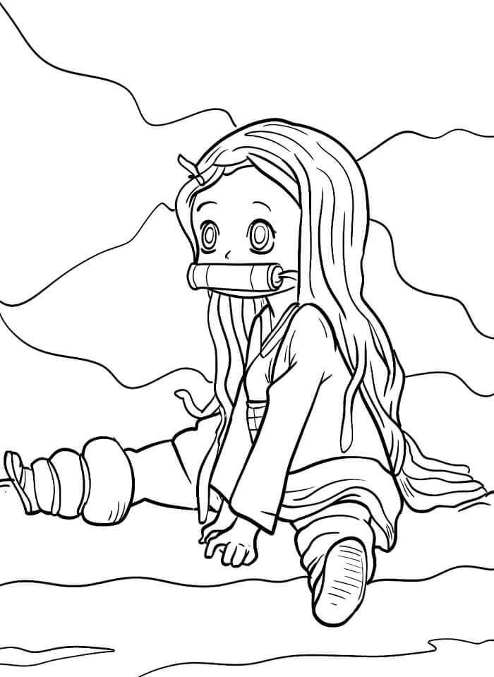 Nezuko pro 3leté Děti omalovánka