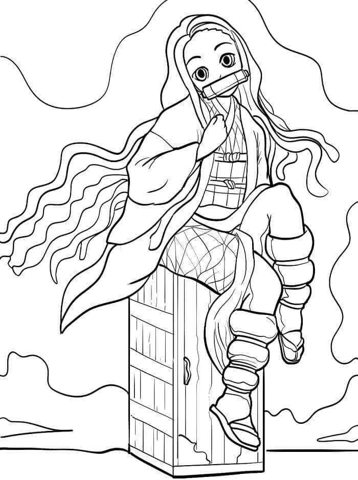 Nezuko pro 4leté Děti omalovánka