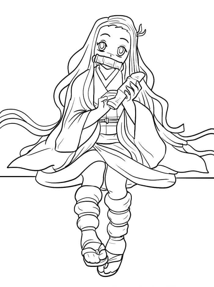 Nezuko pro 6leté Děti omalovánka
