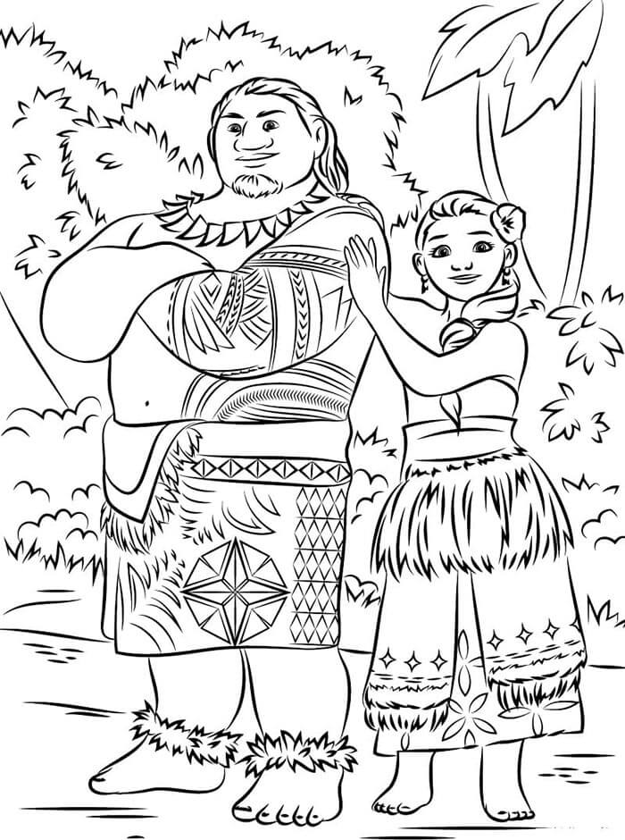 Odvážná Vaiana Tisknutelný omalovánka