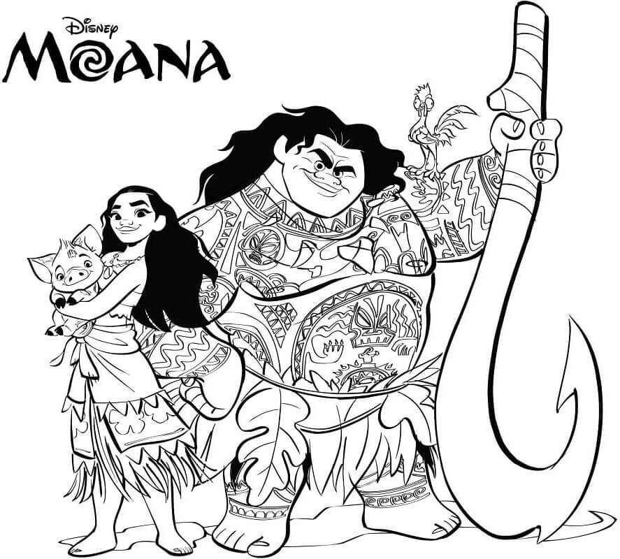 Odvážná Vaiana Zdarma pro Děti omalovánka